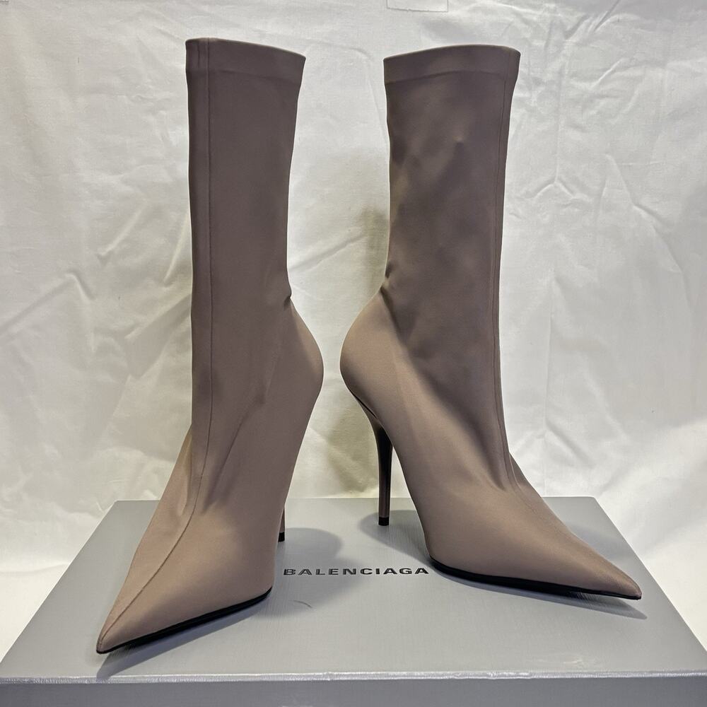 BALENCIAGA Knife Bootie Spandex Heel Ankle Boots Dark Grey Sz 38 US 8